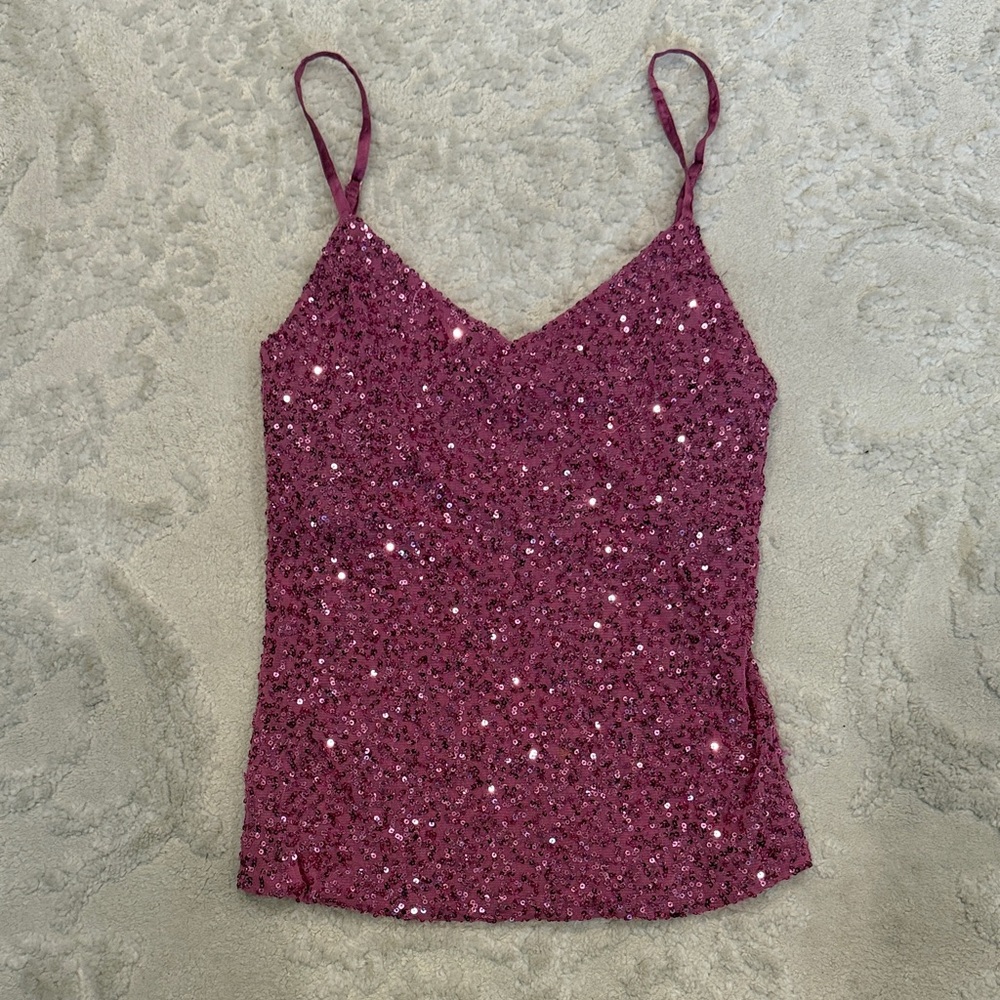 The Limited Raspberry Sequin Spaghetti Strap Cami